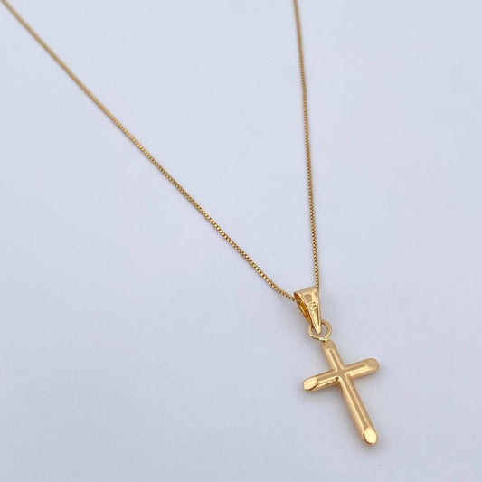Set Cadena y Dije Veneciana+Cruz 1.35gr / 15 1/2 in / 0.46mm Oro Amarillo 18K $