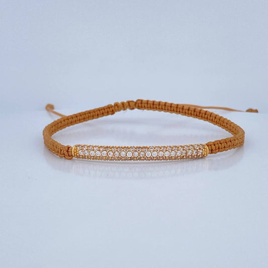 Pulsera Tejdia Beige Cilindro 2.6gr / Oro 18K &
