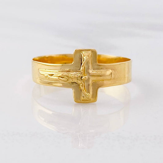 Anillo Cruz Cristo 1.9g / T10 1/4 Oro Amarillo 18K