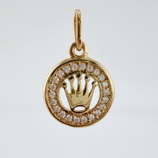 Dije Placa Corona Circular 1gr / 3/4 in / Oro Amarillo 18K ©