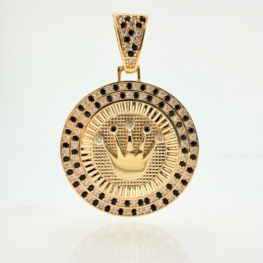 Dije Placa Corona Circular 7gr / 1 1/2 in / Oro Amarillo 18K ©