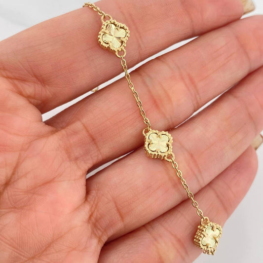 Pulso Modulable Aro Seguido Trebol 3.5 g / 7 3/4 in - 6 3/4 in / 0.8 mm Oro Amarillo 18K