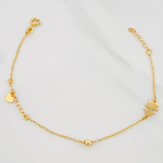 Modular Bracelet Classic Link Heart Pendant 1.35 g / 6 3/4 in - 6 1/4 in / 1 mm 18K Yellow Gold