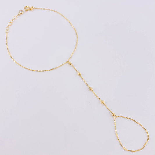 Pulso Arabe Bolas Diamantadas 1.55g / 8 in / 0.7mm Oro Amarillo 18K