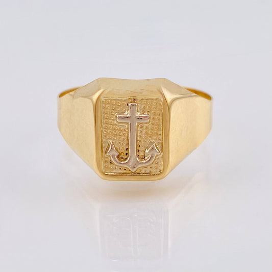 Anillo Marco Ancla 3.45g / T10 Dos Oros Amarillo Blanco 18K