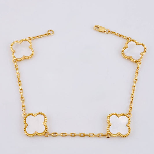 Pulso Trebol Aro Seguido 11.6gr / 8 1/4 in / 2.1mm Oro Amarillo Nac.Esp. 18K *