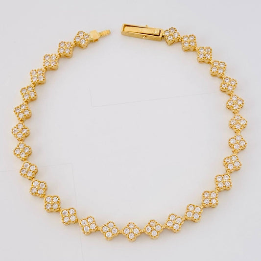 Pulso Tennis Trebol Secuencial 9.1 g / 7 1/4 in / 5 mm Oro Amarillo 18K