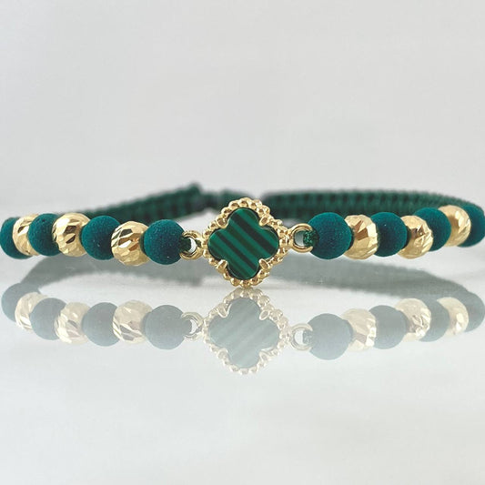 Pulsera Verde Trebol 1.3gr / Oro 18K ©