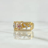 Flower Track Ring 4.5gr / Size 7 1/2 / Colored Zircons 18K Yellow Gold Flower Track Ring 4.5gr / Size 7 1/2 / Colored Zircons 18K Yellow Gold