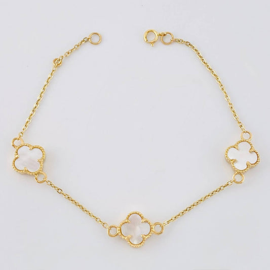 Pulso Modulable Aro Seguido Trebol 3.85 g / 7 in - 6 1/2 in / 1.3 mm Oro Amarillo 18K