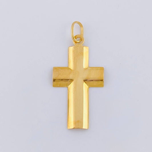 Dije Cruz Lisa 1.3 g / 1 1/4 in Oro Amarillo 18K