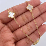 Cadena Espiga Trebol  8.3gr / 47.5cm-49.6cm / 1.3mm Nacar Blanco Oro Amarillo 18K & Cadena Espiga Trebol  8.3gr / 47.5cm-49.6cm / 1.3mm Nacar Blanco Oro Amarillo 18K &
