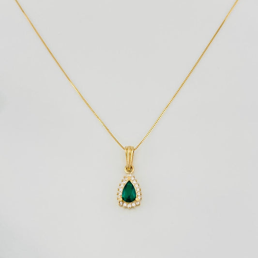 Set Cadena Veneciana + Dije Halo Lágrima / 1.95g / 16 in Oro Amarillo 18K
