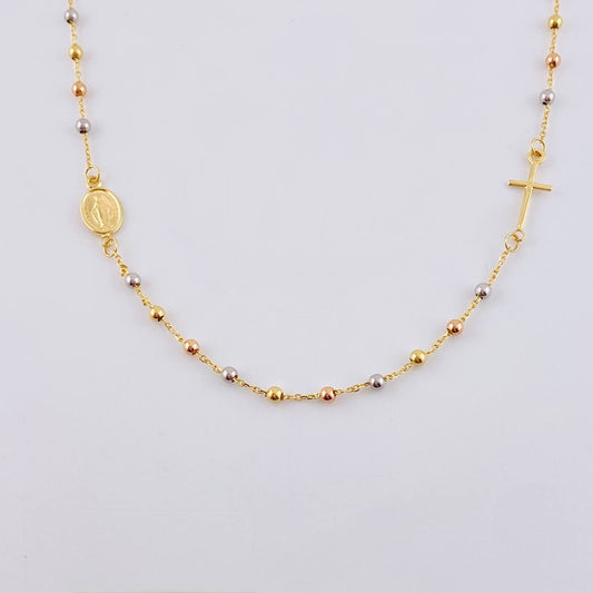 Cadena Denario Virgen Milagrosa 2.85 g / 17 3/4 in / 2,25 mm Tres Oros 18K