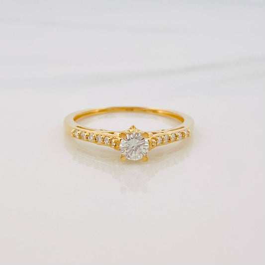 Solitaire Ring Diamonds 36 Pts 1.95 g / T7 1/4 Yellow Gold 18K