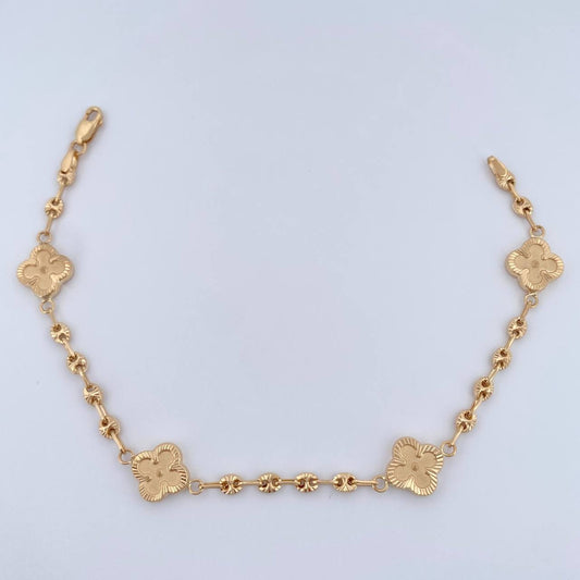 Pulso Trebol Gc 5.3gr / 7 1/2 in / Oro Amarillo 18K &