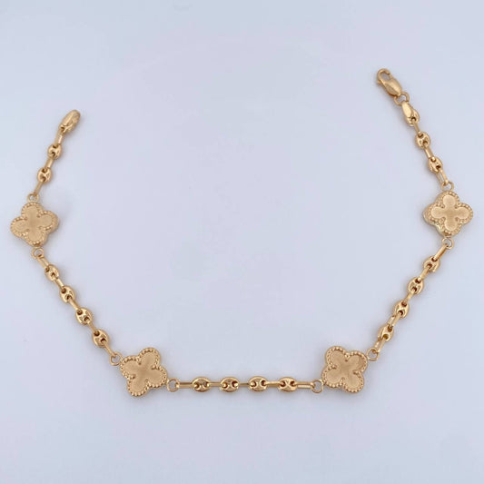 Pulso Trebol Gc 4.6gr / 7 3/4 in / Oro Amarillo 18K &