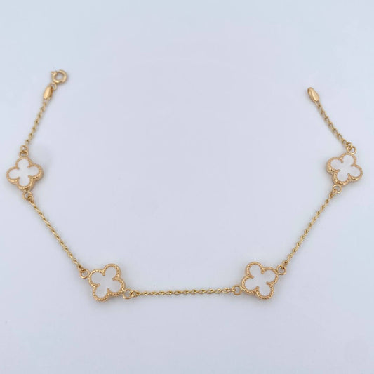 Pulso Trebol Espiga 3.5gr / 7 1/2 in / Oro Amarillo 18K &