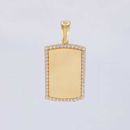 Dije Placa rectangular Ovalada 3.9g / 1 1/4 in Oro Amarillo 18K