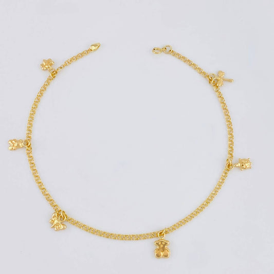Tobillera Roll On Dijes 3.55 g / 9 3/4 in / 2.3 mm Oro Amarillo 18K
