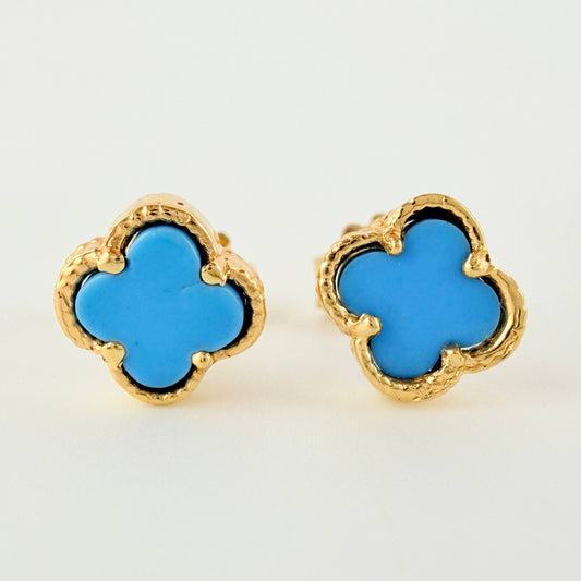 Topos Trebol Nacar Azul 1.45gr / 6.5mm Oro Amarillo Nac.Esp. 18K