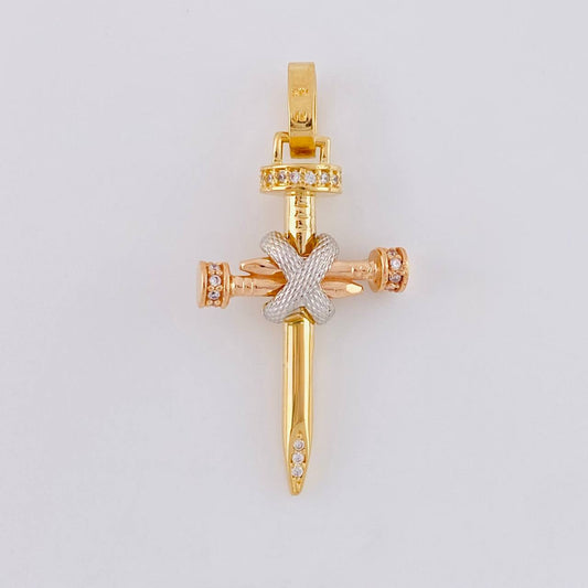 Pendant Nail Cross 3.95 g / 1 1/2 in Three Golds 18K