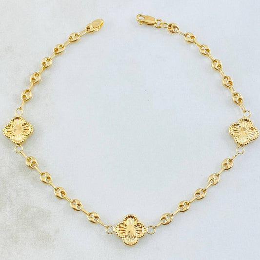 Pulso GC Trebol Dorado 2.65gr / 7 1/4 in / Oro Amarillo 18K ©