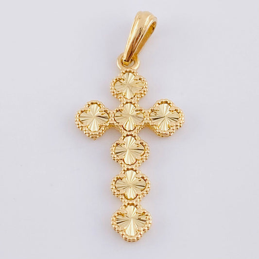 Diamond Cut Clover Cross Pendant 2.55 g / 1 1/4 in 18K Yellow Gold