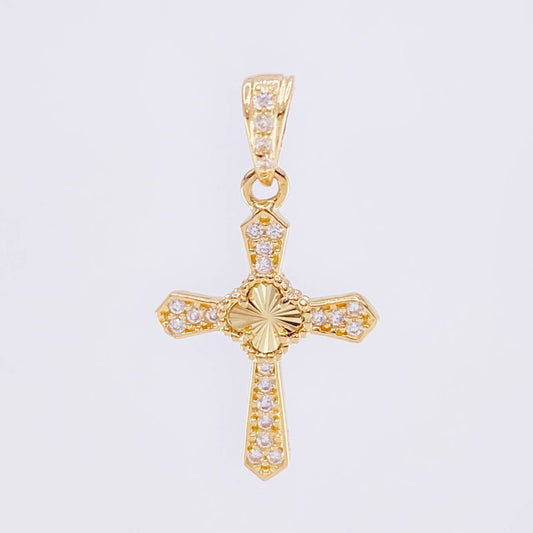 Clover Cross Pendant Dense 1.15 g / 1 in Yellow Gold 18K