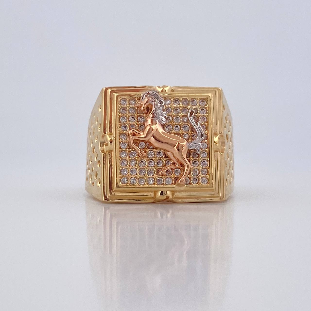 Anillo Sello Caballo 10,25gr, Talla 10, Oro 18K 730