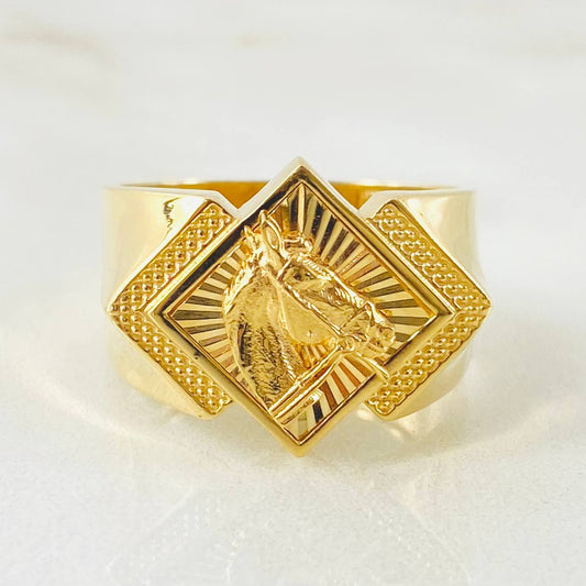 Anillo Rombo Caballo 6.1gr / T11 / Oro Amarillo 18K ©