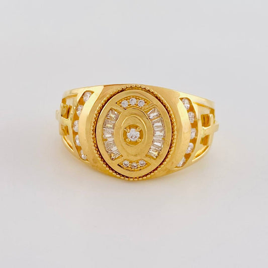 Anillo Ovalo doble cruz 9.35g / T9 3/4 Oro Amarillo 18K