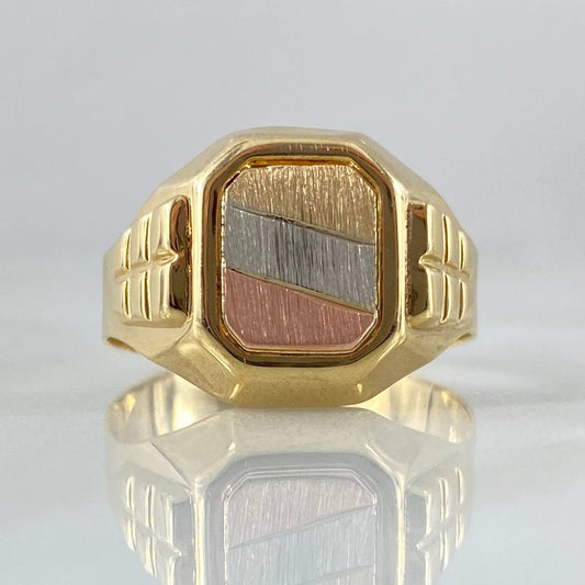 Anillo Sello Cuadrado 4.7gr / T10 3/4 / Tres Oros 18K ©