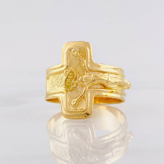 Anillo Cruz Cristo 3.5g / T8 3/4 Oro Amarillo 18K