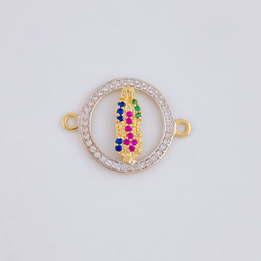 Herraje Circulo virgen de guadalupe 1.35g / 3/4 in Dos Oros Amarillo Blanco 18K