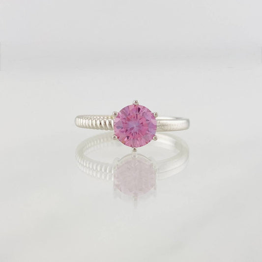 Moissanite Solitaire Ring 1 pts 2.35g / T6 1/4 White Gold 18K