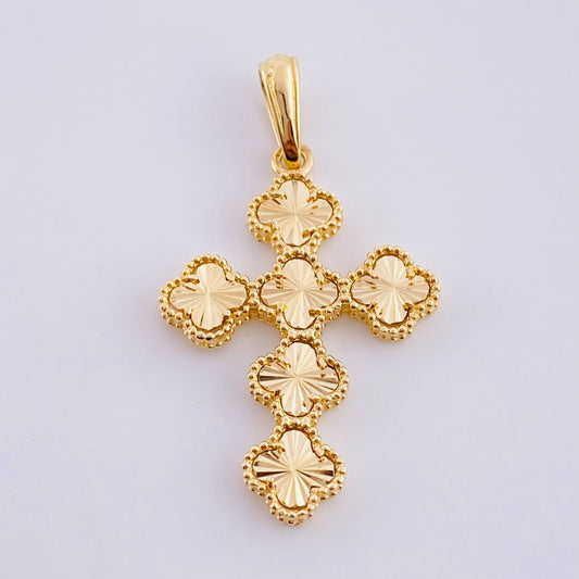 Dije Cruz trebol diamantado 4.15g / 1 1/2 in Oro Amarillo 18K