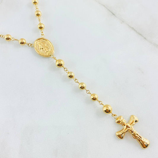 Cross Rosary Christ Virgin Miraculous 14gr / 23.5in / 18K Gold ©