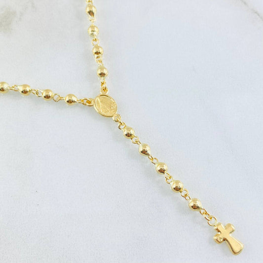 Rosario Cruz Virgen Milagrosa 8.35gr / 17 3/4 in / Oro Amarillo 18K