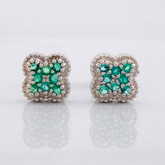 Topos Flor Trebol Esmeraldas 26pts 1.5g / in / 6.7mm Plata 950