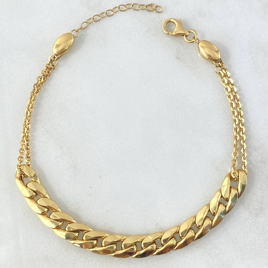 Cuban Links Bracelet Classic Link 6.95gr / 21cm-24.5cm / 6.5mm Gradual Yellow Gold +4 18K