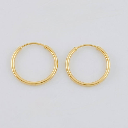 Hoop Earrings Smooth Ring 0.55 g / 1/2 in Yellow Gold 18K