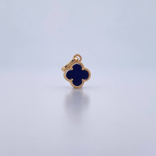 Dije Trebol 0.95gr / 1.7cm / Piedra Morada Oro Amarillo 18K &
