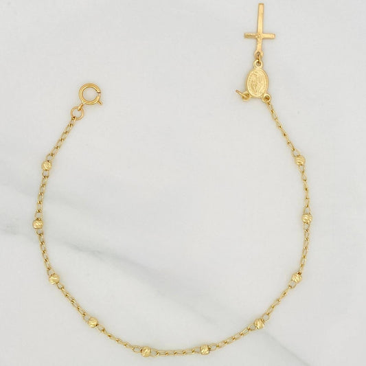 Pulso Denario Virgen Milagrosa 2.6g / 8 1/4 in / 3mm Oro Amarillo 18K