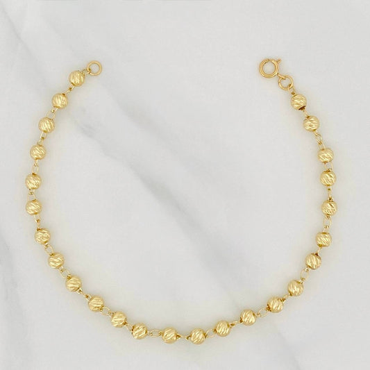 Pulso Militar Diamantado 3.2g / 7 1/2 in / 4mm Oro Amarillo 18K