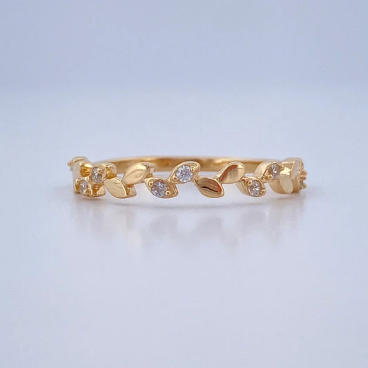Anillo Hojas Intercaladas 1.25gr / T4 1/2 / Oro Amarillo 18K %