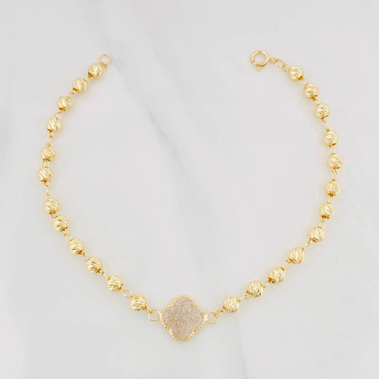 Pulso Tipo Militar Trebol 3.55g / 7 1/2 in / 4mm Oro Amarillo 18K