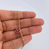 Cadena Aro Seguido Treboles 7gr / 50.6cm / 1.1mm Diamantada Circones Fucsias Oro Amarillo 18K & Cadena Aro Seguido Treboles 7gr / 50.6cm / 1.1mm Diamantada Circones Fucsias Oro Amarillo 18K &