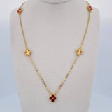 Cadena Aro Seguido Treboles 7gr / 50.6cm / 1.1mm Diamantada Circones Fucsias Oro Amarillo 18K & Cadena Aro Seguido Treboles 7gr / 50.6cm / 1.1mm Diamantada Circones Fucsias Oro Amarillo 18K &