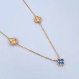 Cadena Aro Seguido Treboles 7.6gr / 50.6cm / 1.1mm Diamantada Circones Azules Oro Amarillo 18K & Cadena Aro Seguido Treboles 7.6gr / 50.6cm / 1.1mm Diamantada Circones Azules Oro Amarillo 18K &